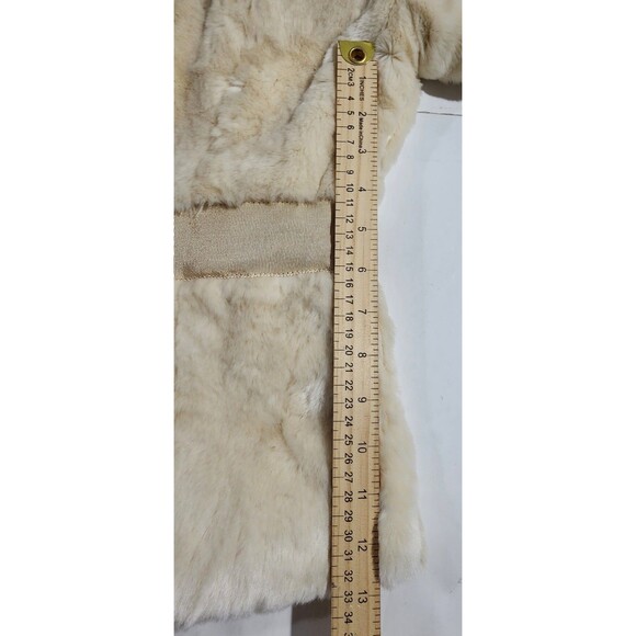 Beth Bowley Cream Faux Fur Jacket With Rose Accent Womens Size M Lined - Picture 11 of 15